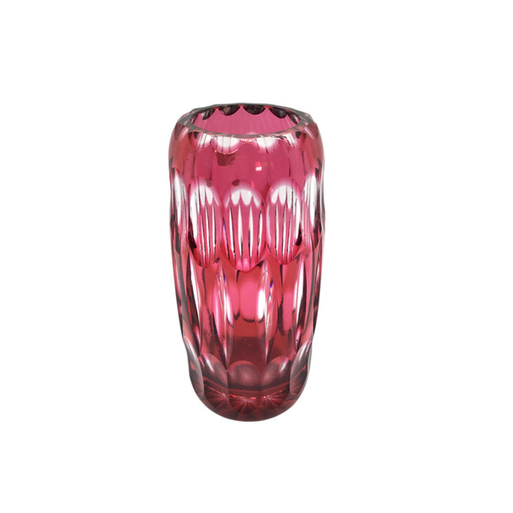 WARA Genuine Hand Cut Lead Glass Ruby VASE Nachtmann Bleikristall Germany - Picture 7 of 9